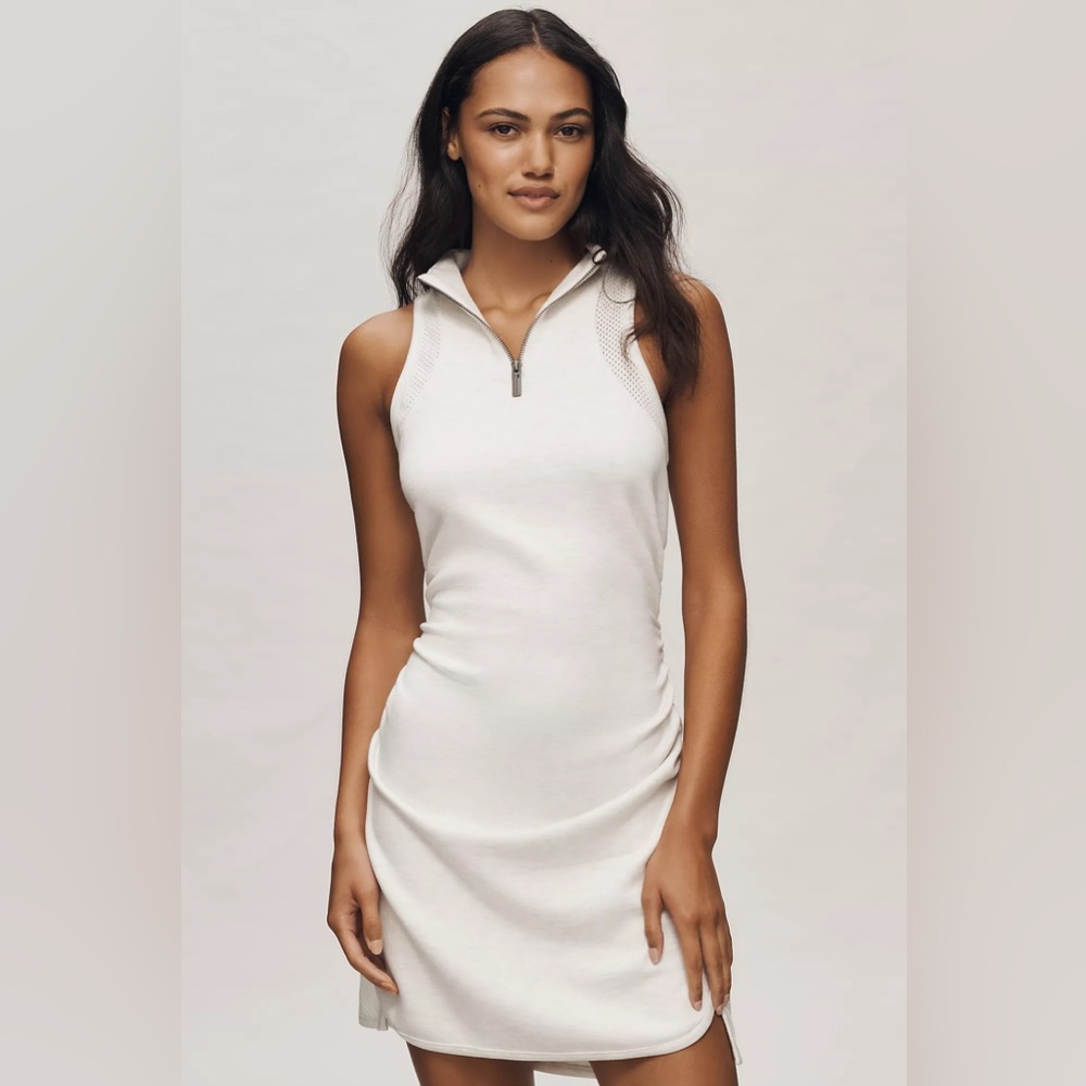 NWT Daily Practice by Anthropologie Quarter-Zip Fitted Mini Dress, Gray, Medium